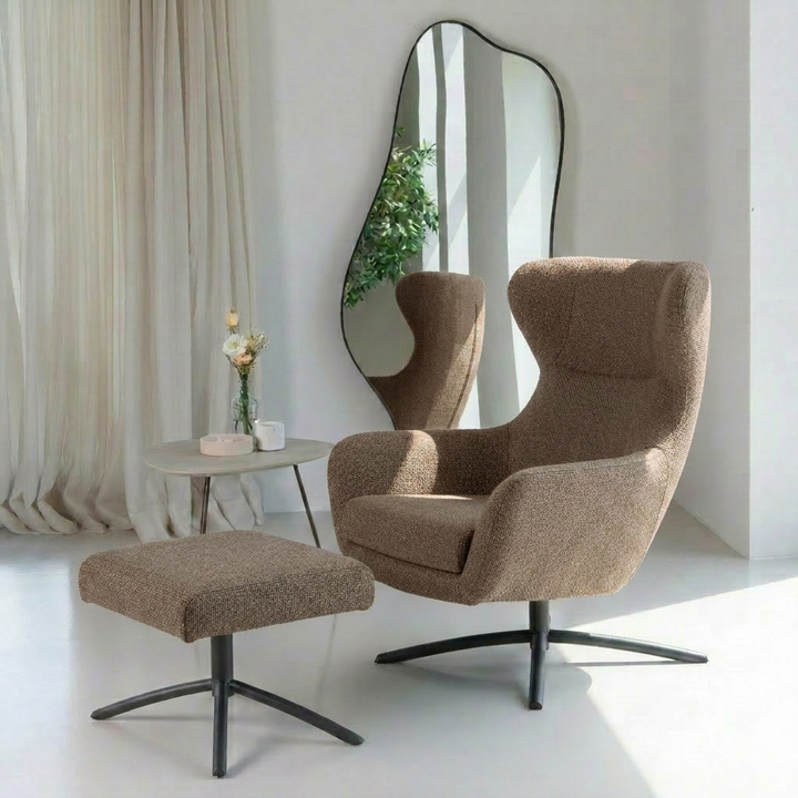 Layla Taupe Monza Footstool - Black