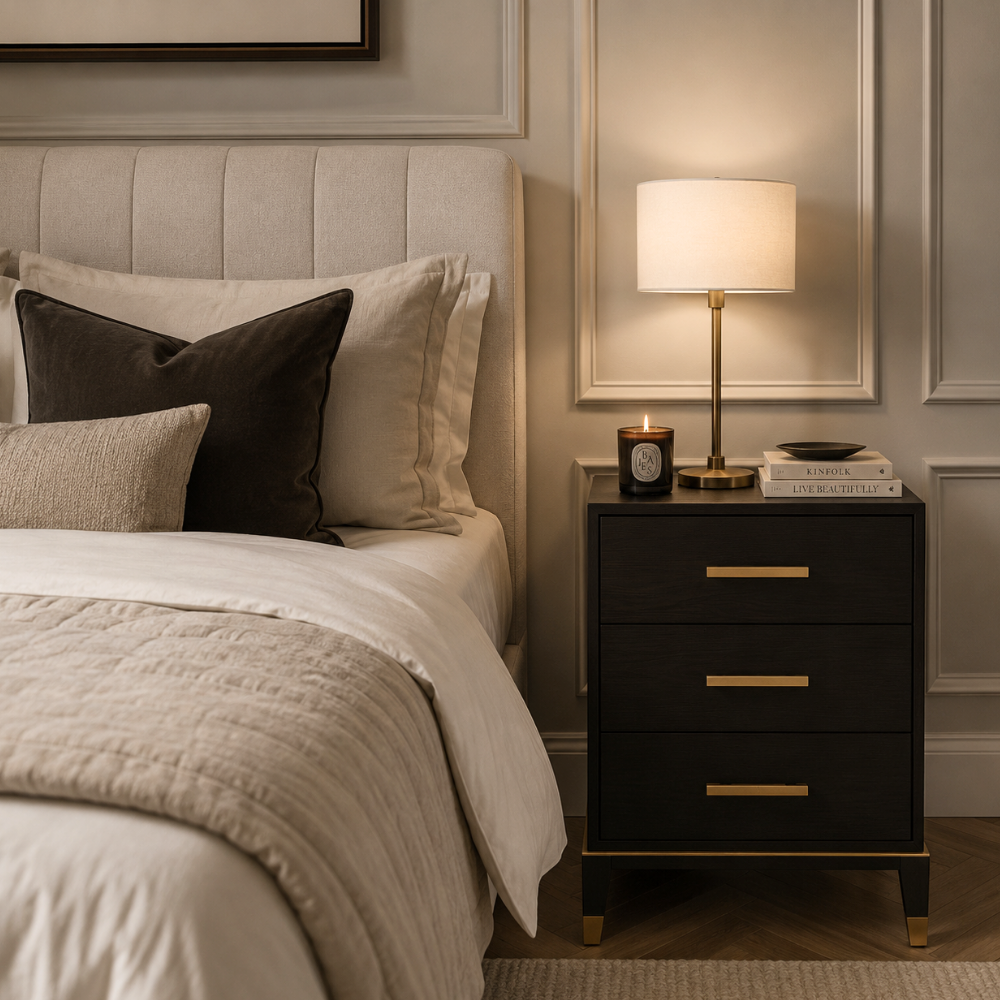 Evan 3 drawer Bedside Table