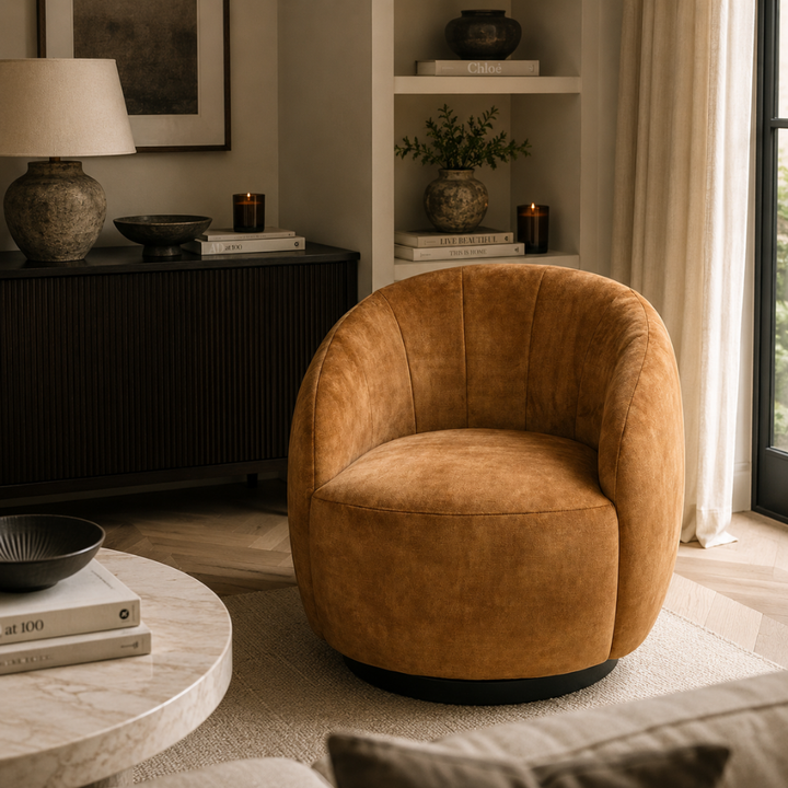 Chalain Velvet Accent Chair - Ginger