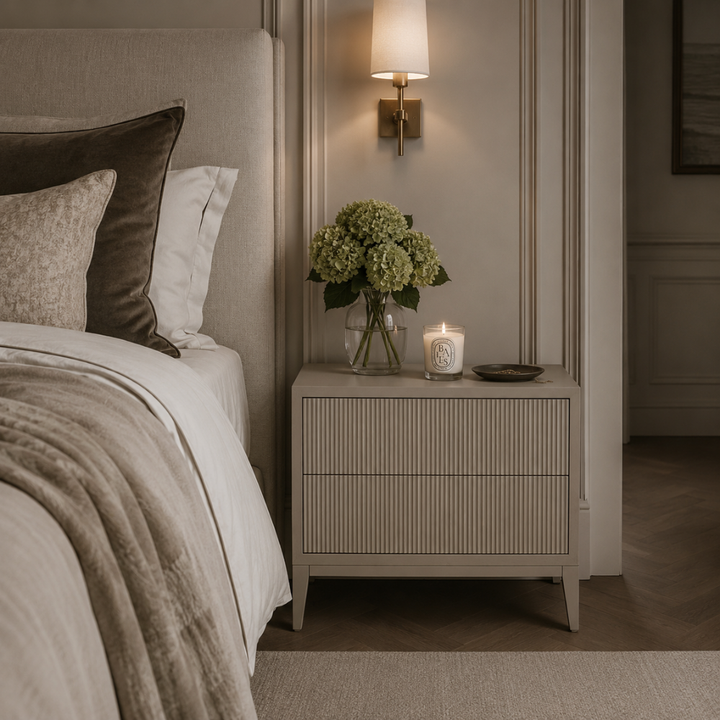 Amur Wide Bedside Table - Grey