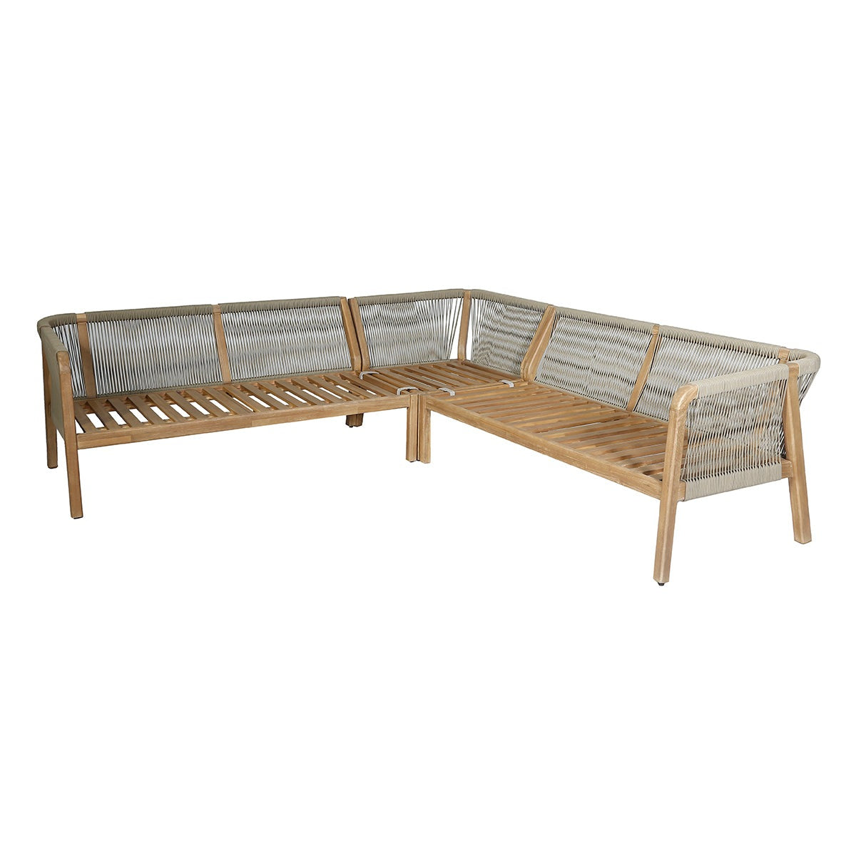 Maze Outdoor Martinique Rope Weave Corner Sofa Set in Acacia & Rope