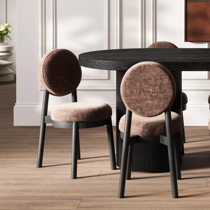 Margot Velvet Chenille Set of 2 Dining Chairs - Treacle