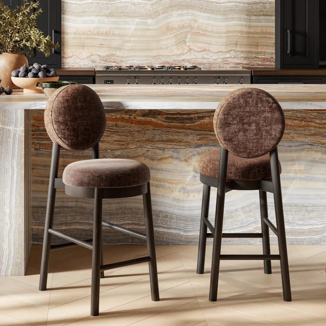 Margot Velvet Chenille Counter Stool - Treacle