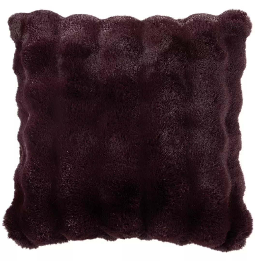Raffles Faux Fur Cushion 50x50cm - Aubergine