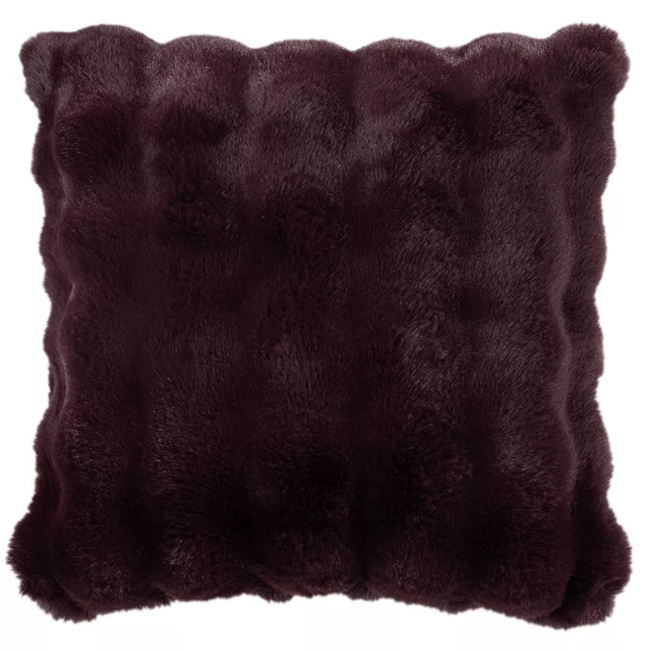 Raffles Faux Fur Cushion 50x50cm - Aubergine