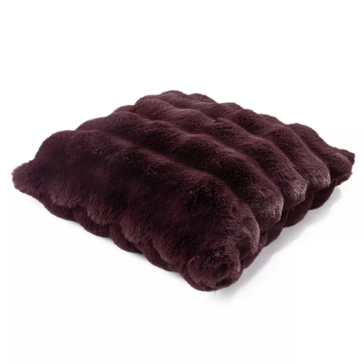 Raffles Faux Fur Cushion 50x50cm - Aubergine