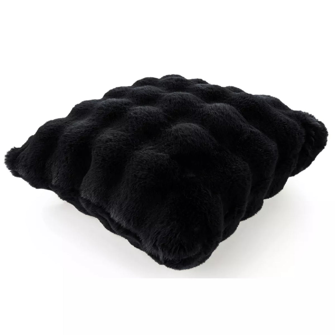 Raffles Faux Fur Cushion 50x50cm - Black