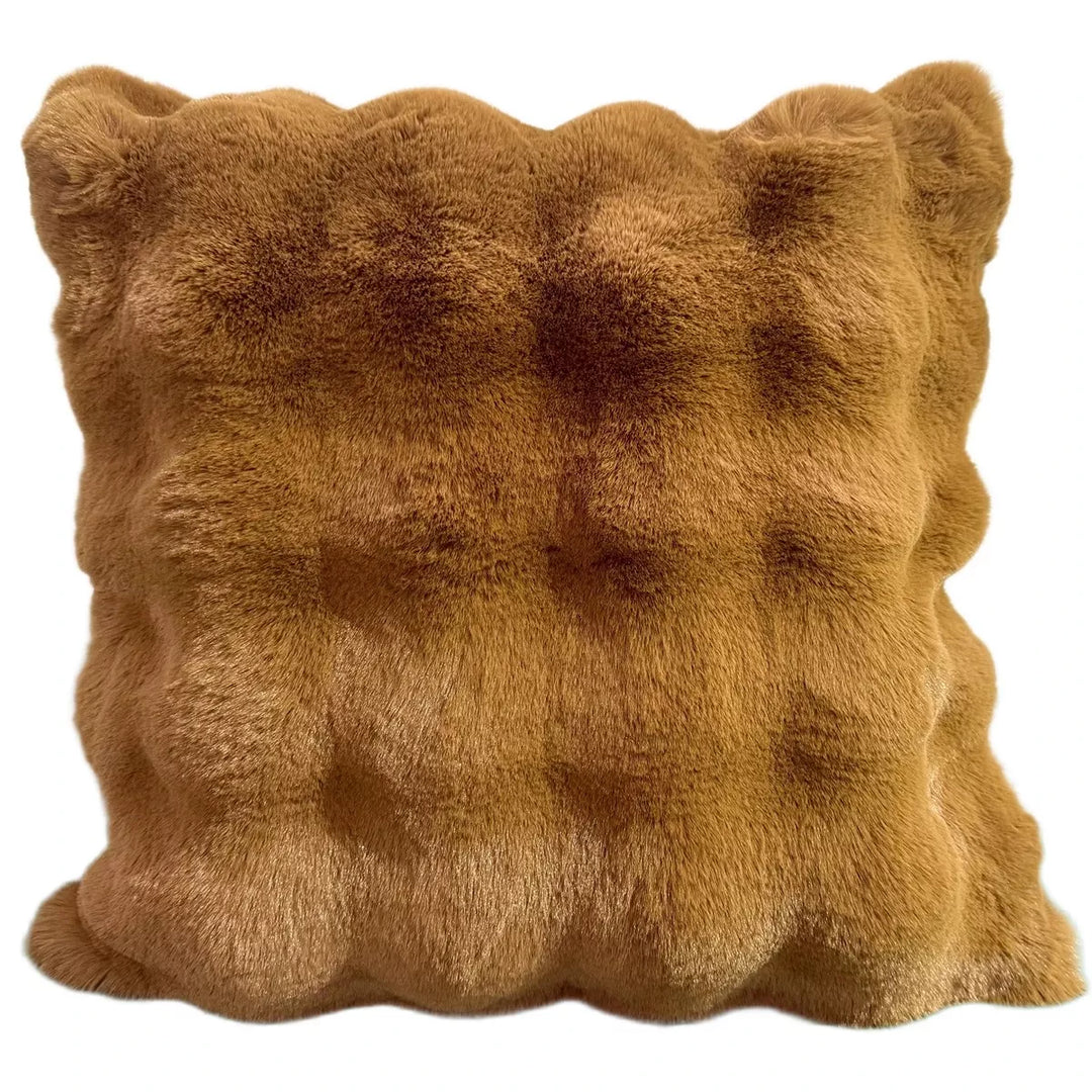 Raffles Faux Fur Cushion 50x50cm - Brandy