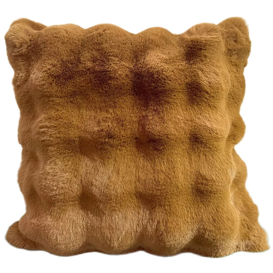Raffles Faux Fur Cushion 50x50cm - Brandy