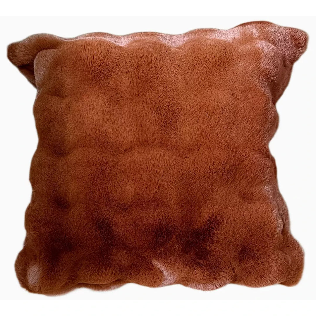 Raffles Faux Fur Cushion 50x50cm - Chestnut