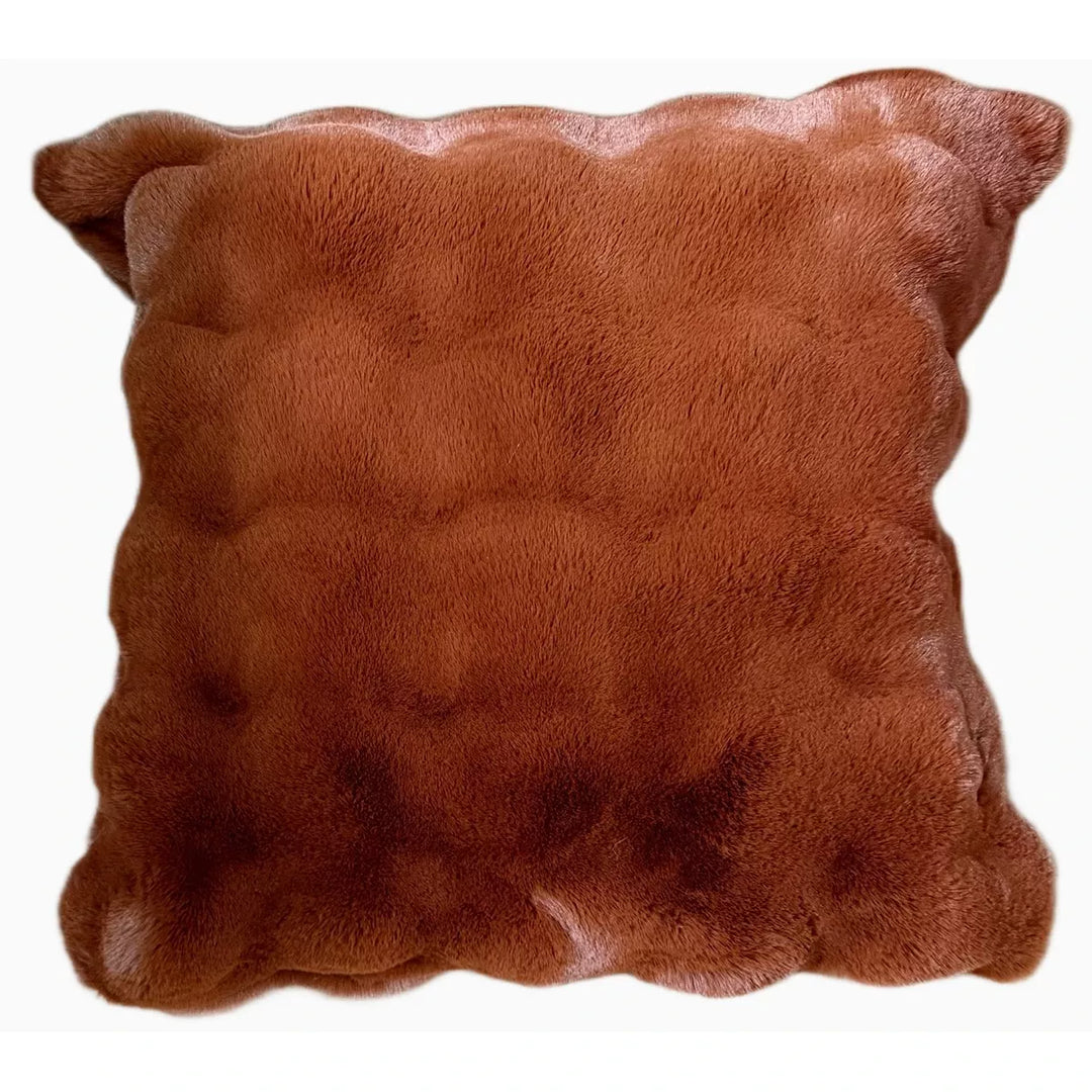 Raffles Faux Fur Cushion 50x50cm - Chestnut