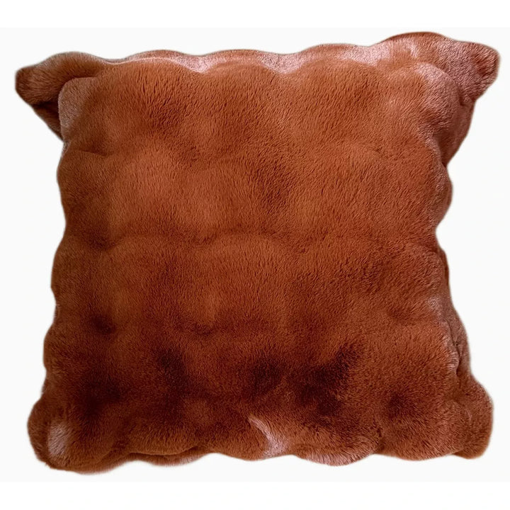 Raffles Faux Fur Cushion 50x50cm - Chestnut