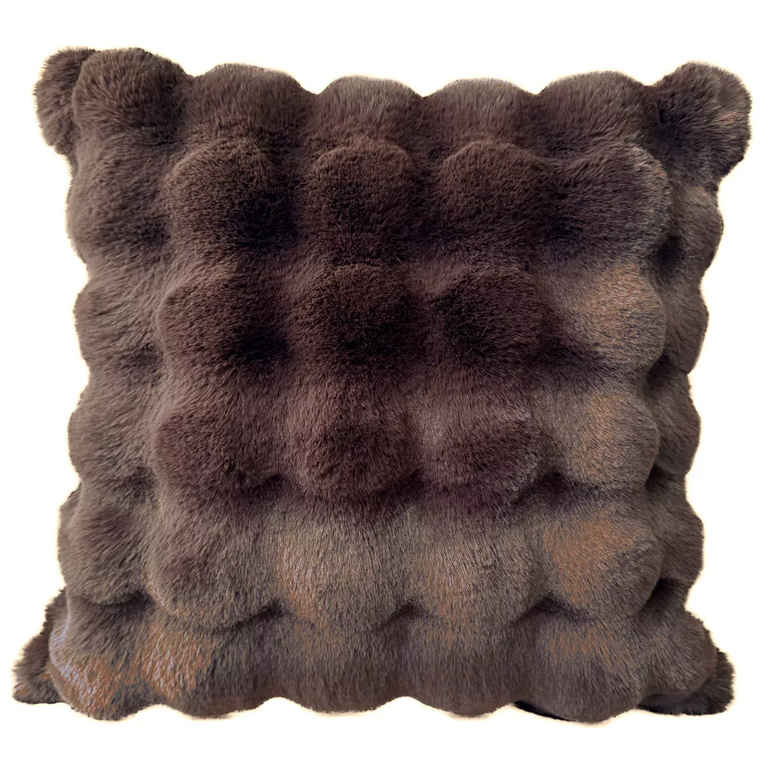 Raffles Faux Fur Cushion 50x50cm - Chocolate