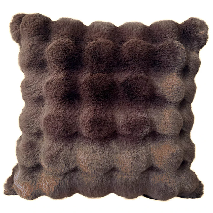 Raffles Faux Fur Cushion 50x50cm - Chocolate