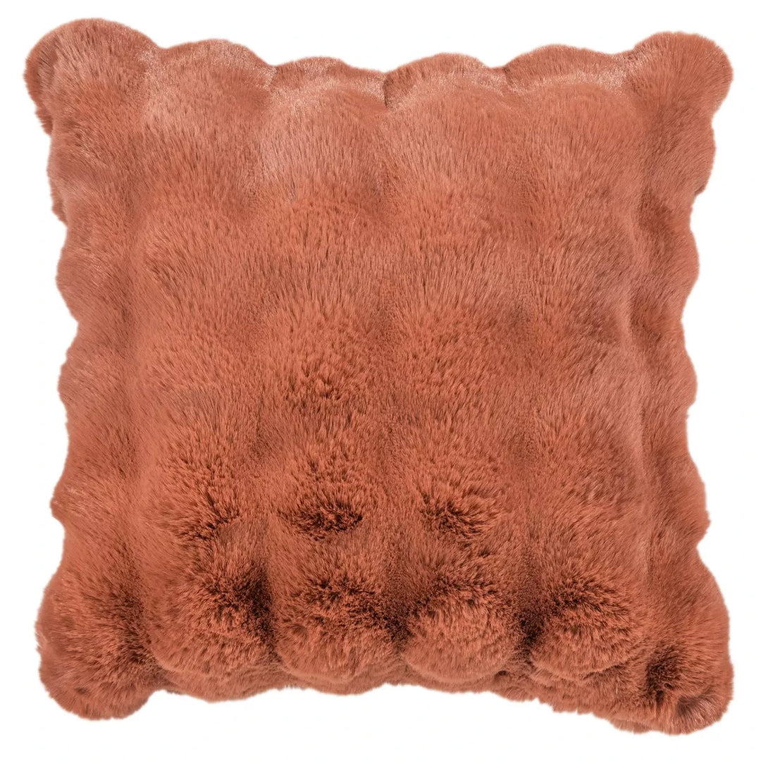Raffles Faux Fur Cushion 50x50cm - Orange