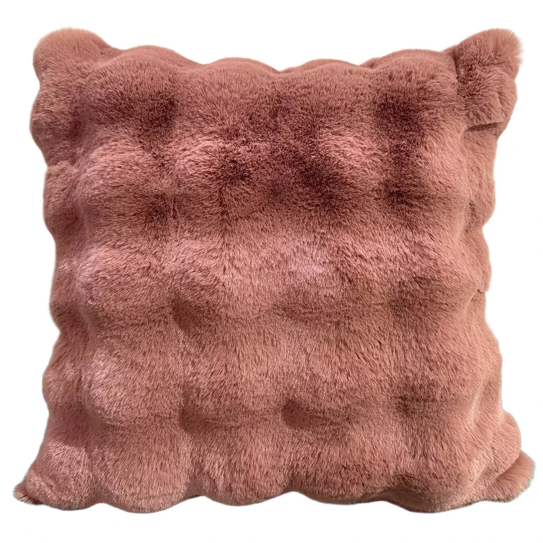 Raffles Faux Fur Cushion 50x50cm - Rosewood