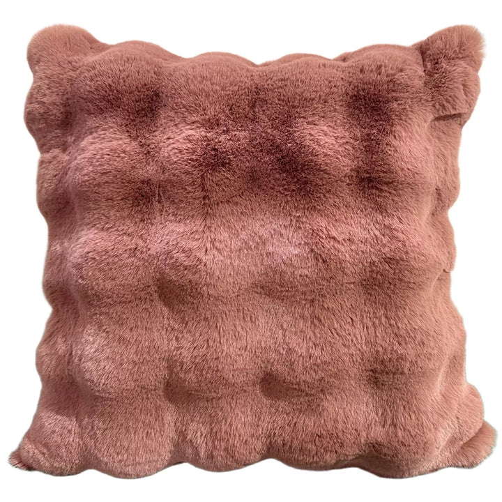 Raffles Faux Fur Cushion 50x50cm - Rosewood