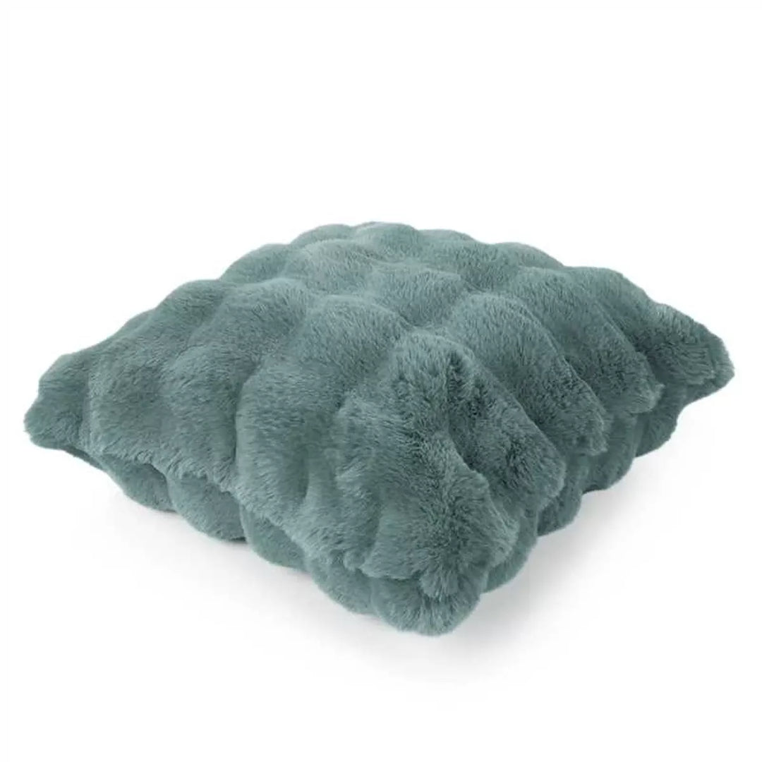 Raffles Faux Fur Cushion 50x50cm - Sea Foam
