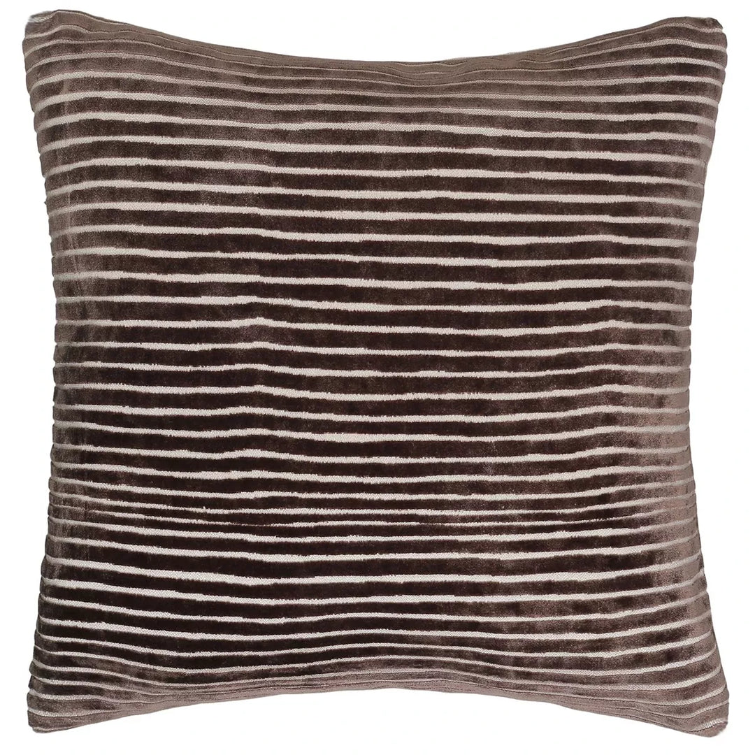 Amalfi Cut Velvet Stripes Cushion - Chocolate
