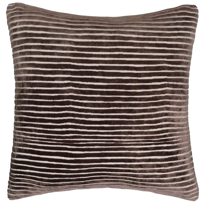 Amalfi Cut Velvet Stripes Cushion - Chocolate