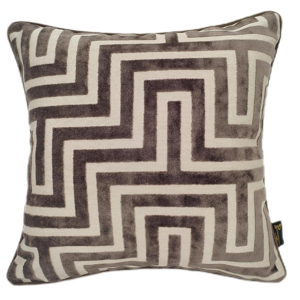 Amazing Maze Cut Velvet Cushion - Chocolate Malini 2