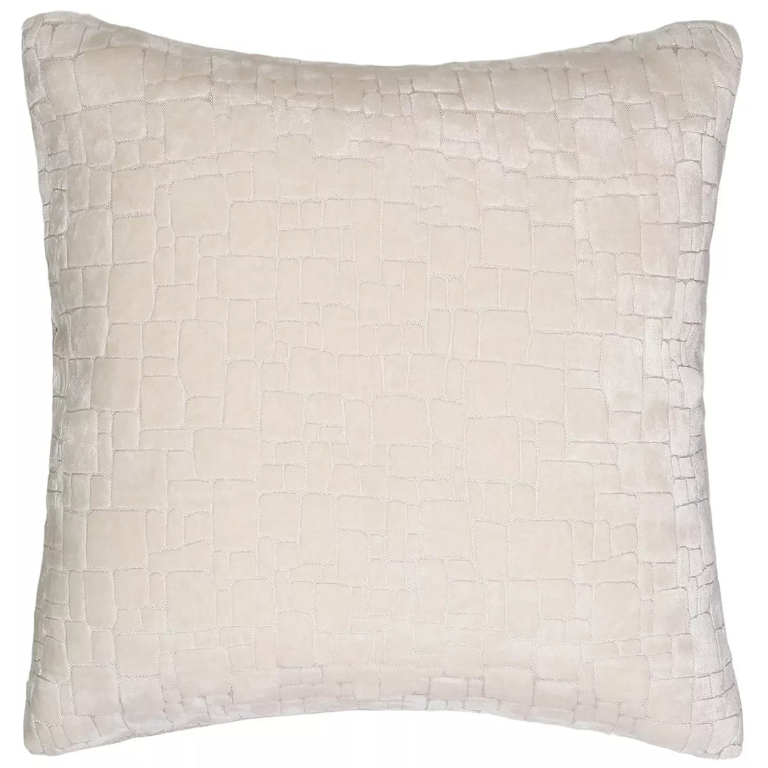 Bergen Cut Velvet Abstract Squares Cushion - Ivory
