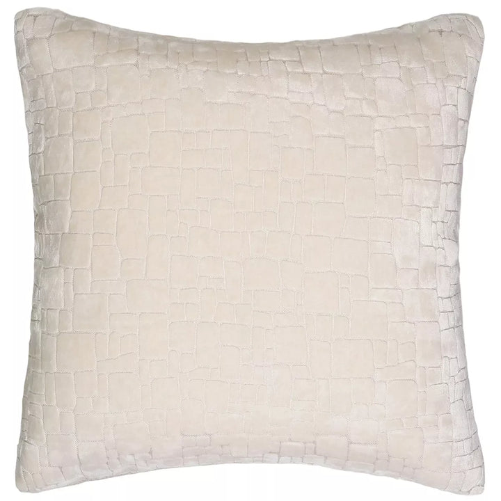 Bergen Cut Velvet Abstract Squares Cushion - Ivory