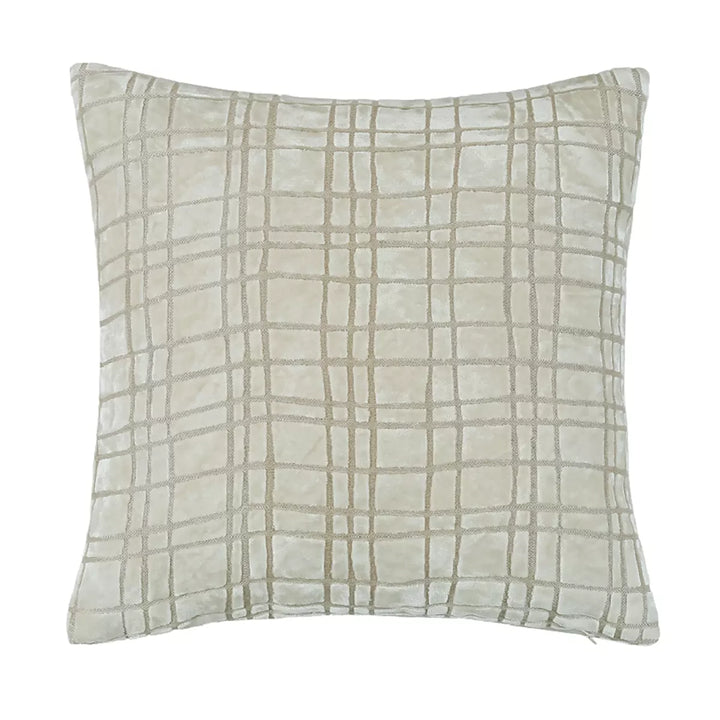 Drunkplaid Check Cut Velvet Cushion - Ivory