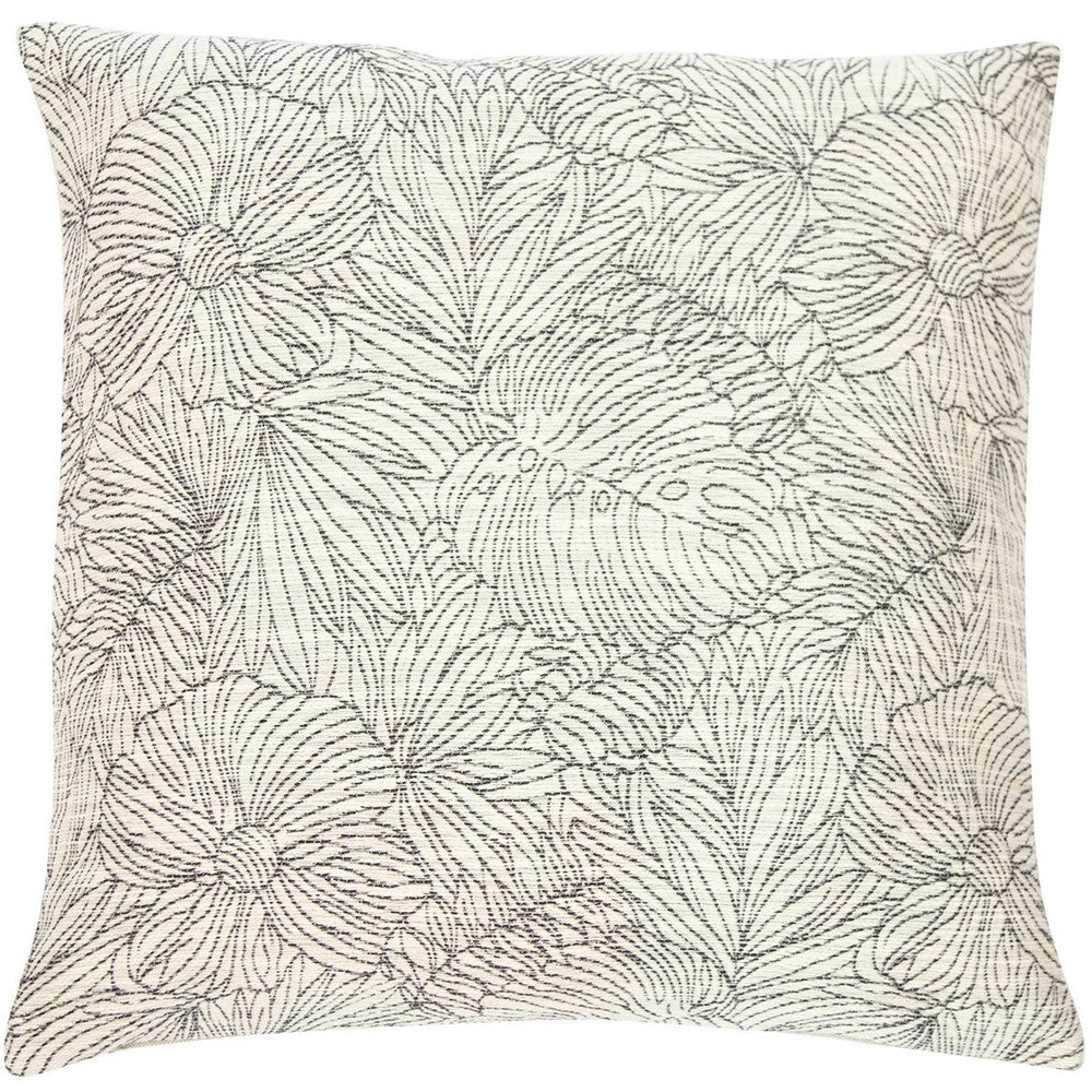 Kosongo Jacquard Floral Cushion 50x50cm - Cream & Grey Malini 1