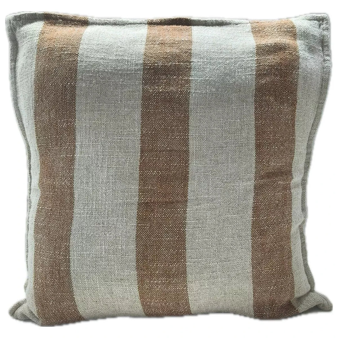 Lina Linen Blend Stripe Cushion 50x50cm - Rust