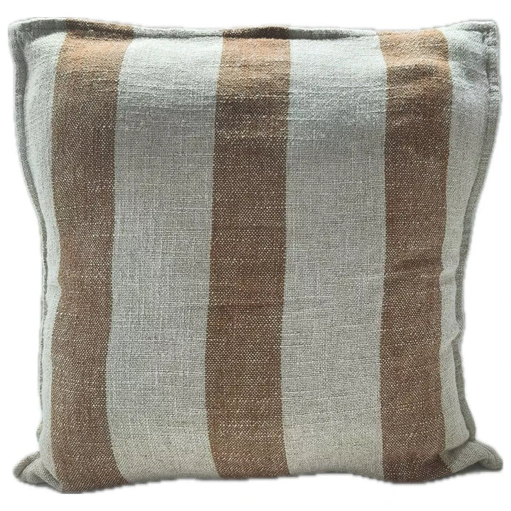 Lina Linen Blend Stripe Cushion 50x50cm - Rust