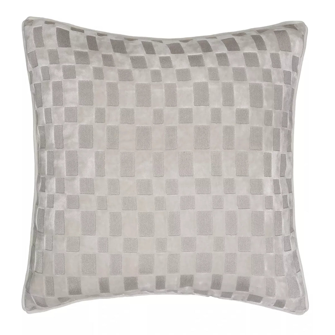 Modblock Cut Velvet Checkerboard Cushion - Ivory