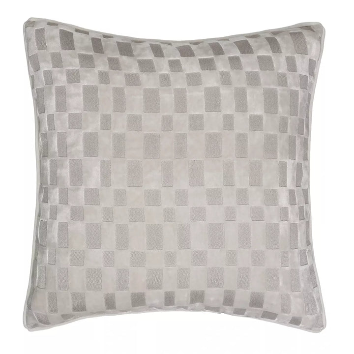 Modblock Cut Velvet Checkerboard Cushion - Ivory