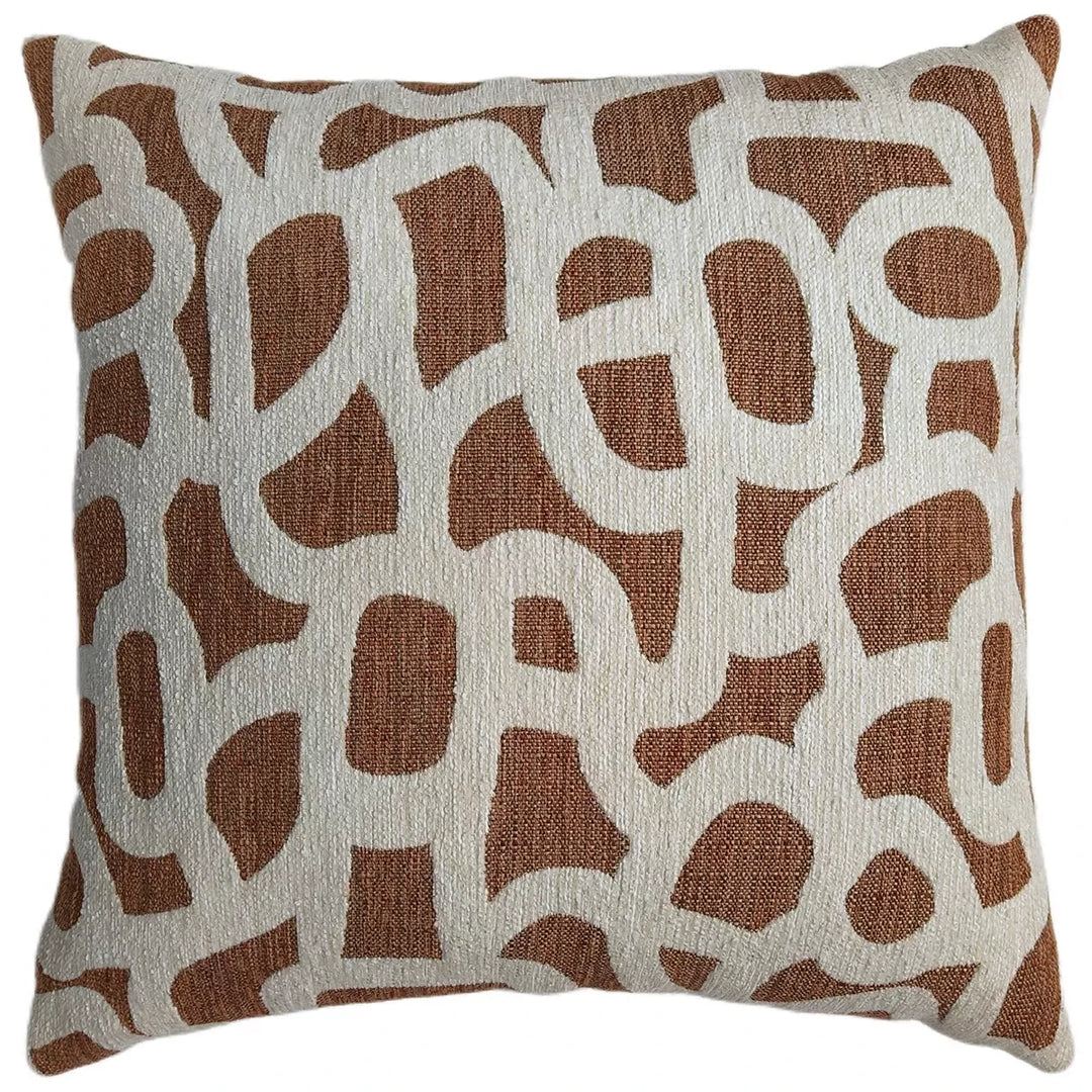Scribble Jacquard Patterned Cushion 50x50cm - Rust