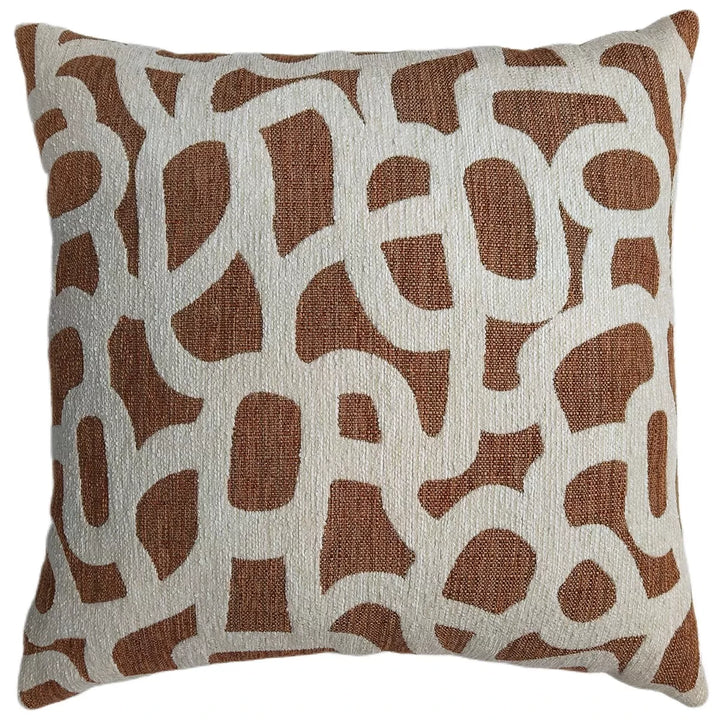 Scribble Jacquard Patterned Cushion 50x50cm - Rust