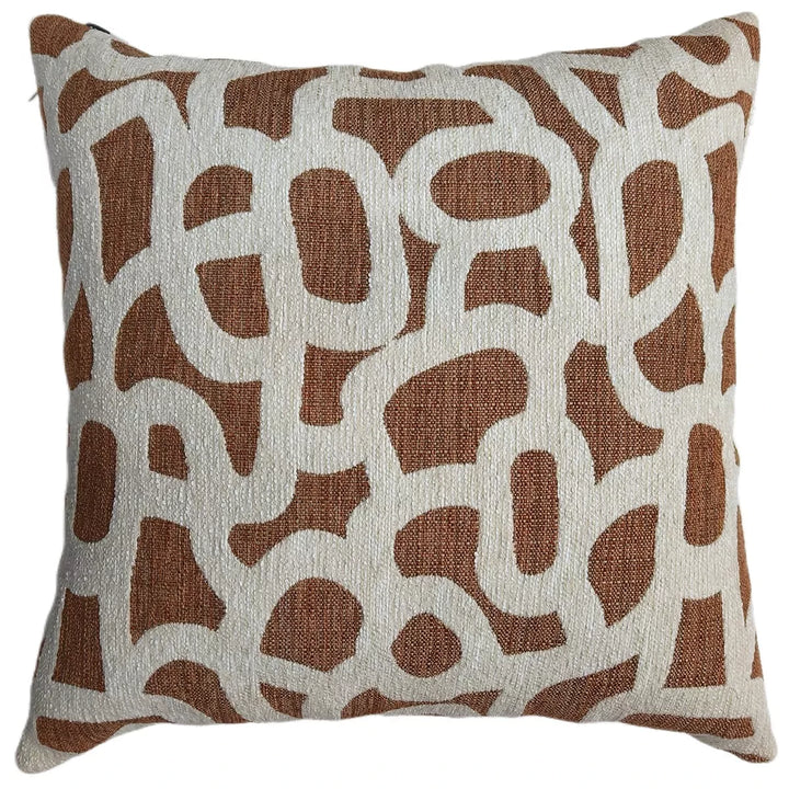 Scribble Jacquard Patterned Cushion 50x50cm - Rust