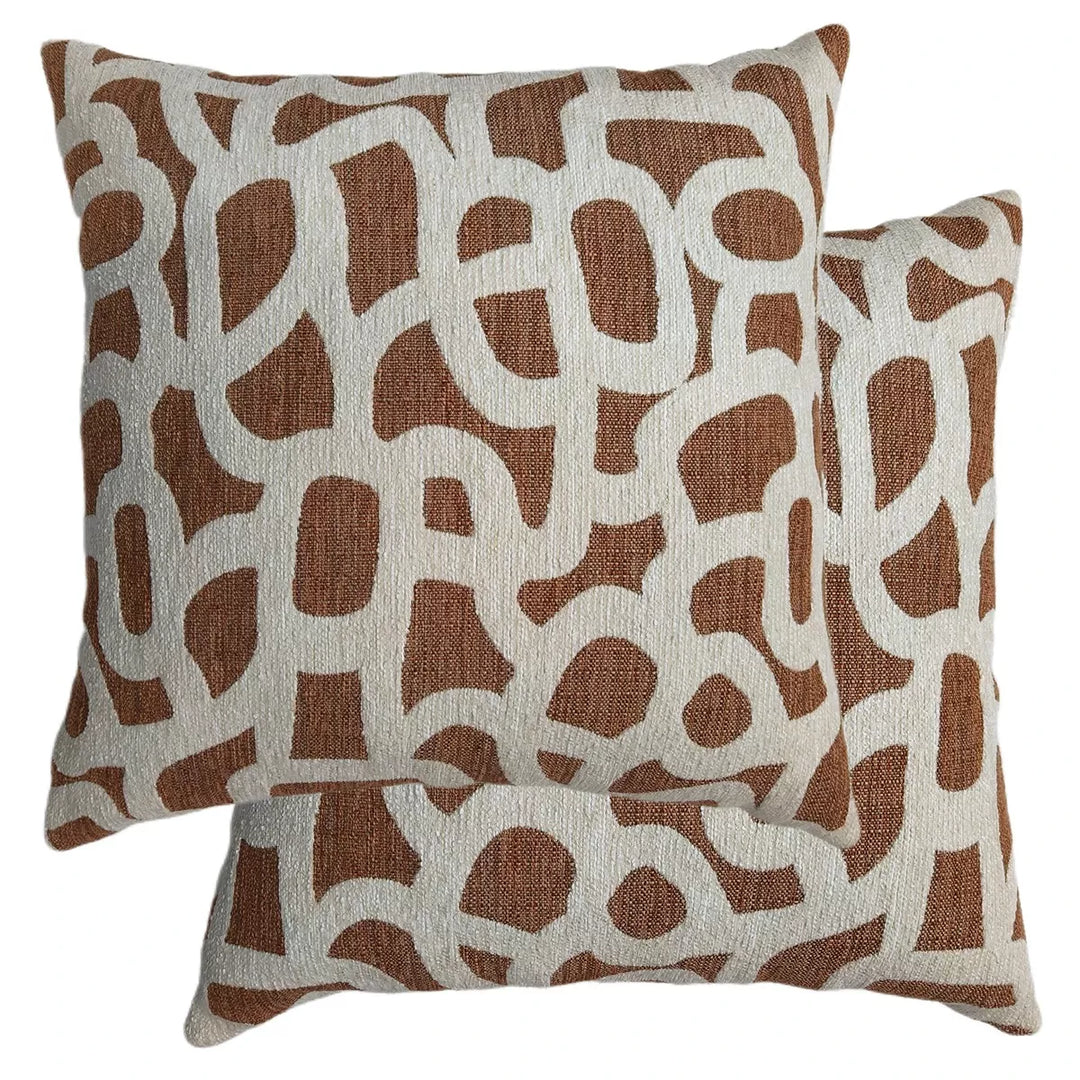 Scribble Jacquard Patterned Cushion 50x50cm - Rust