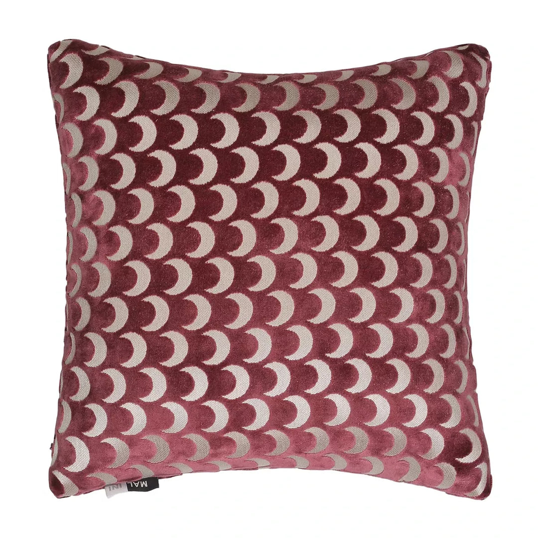 Soli Cut Velvet Crescent Cushion - Wine