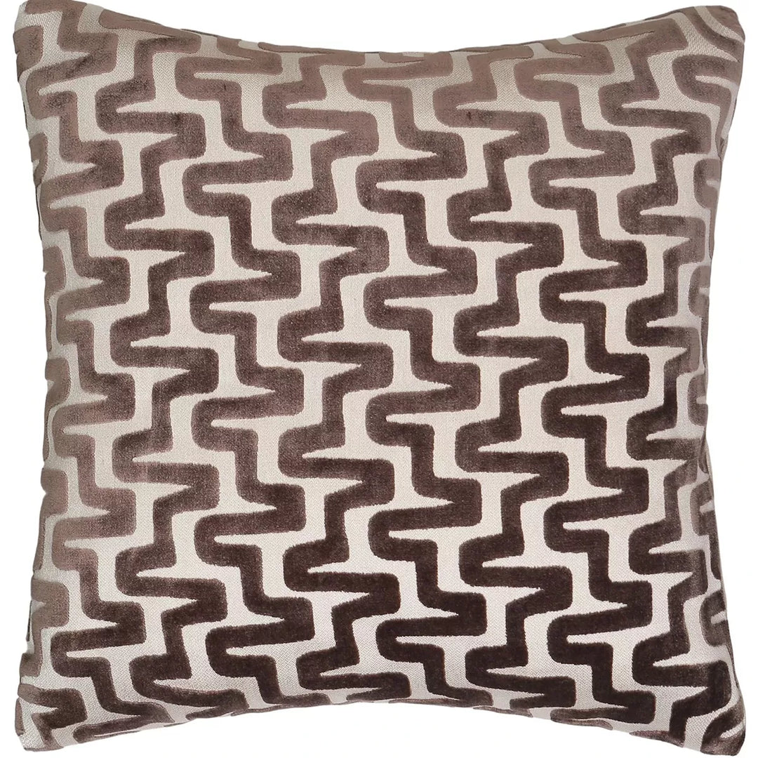 Summit Cut Velvet Staggered Line Cushion - Chocolate