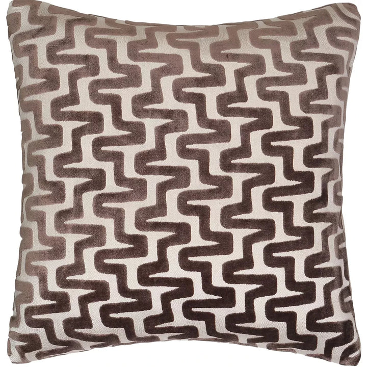 Summit Cut Velvet Staggered Line Cushion - Chocolate