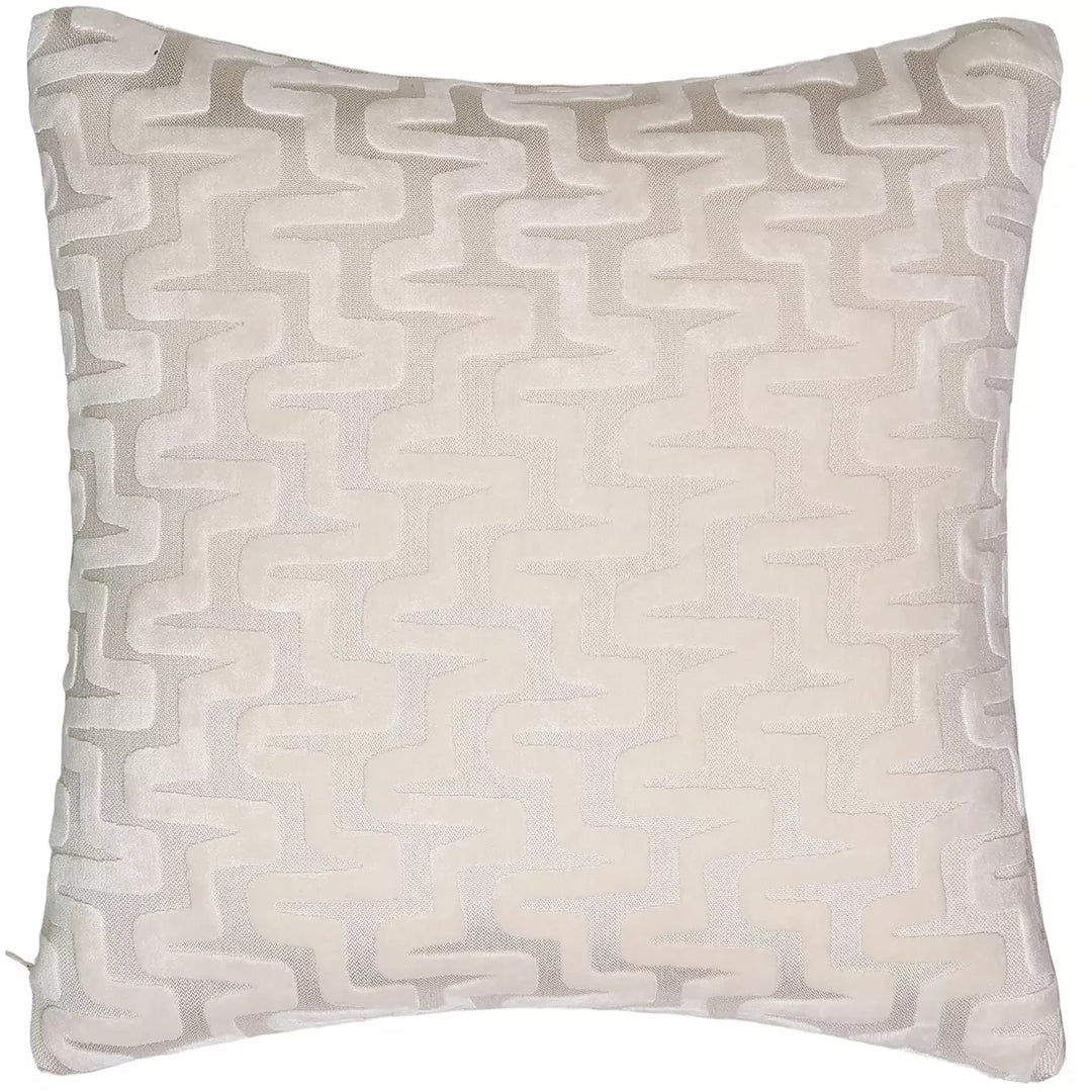 Summit Cut Velvet Staggered Line Cushion - Ivory