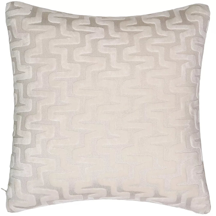 Summit Cut Velvet Staggered Line Cushion - Ivory