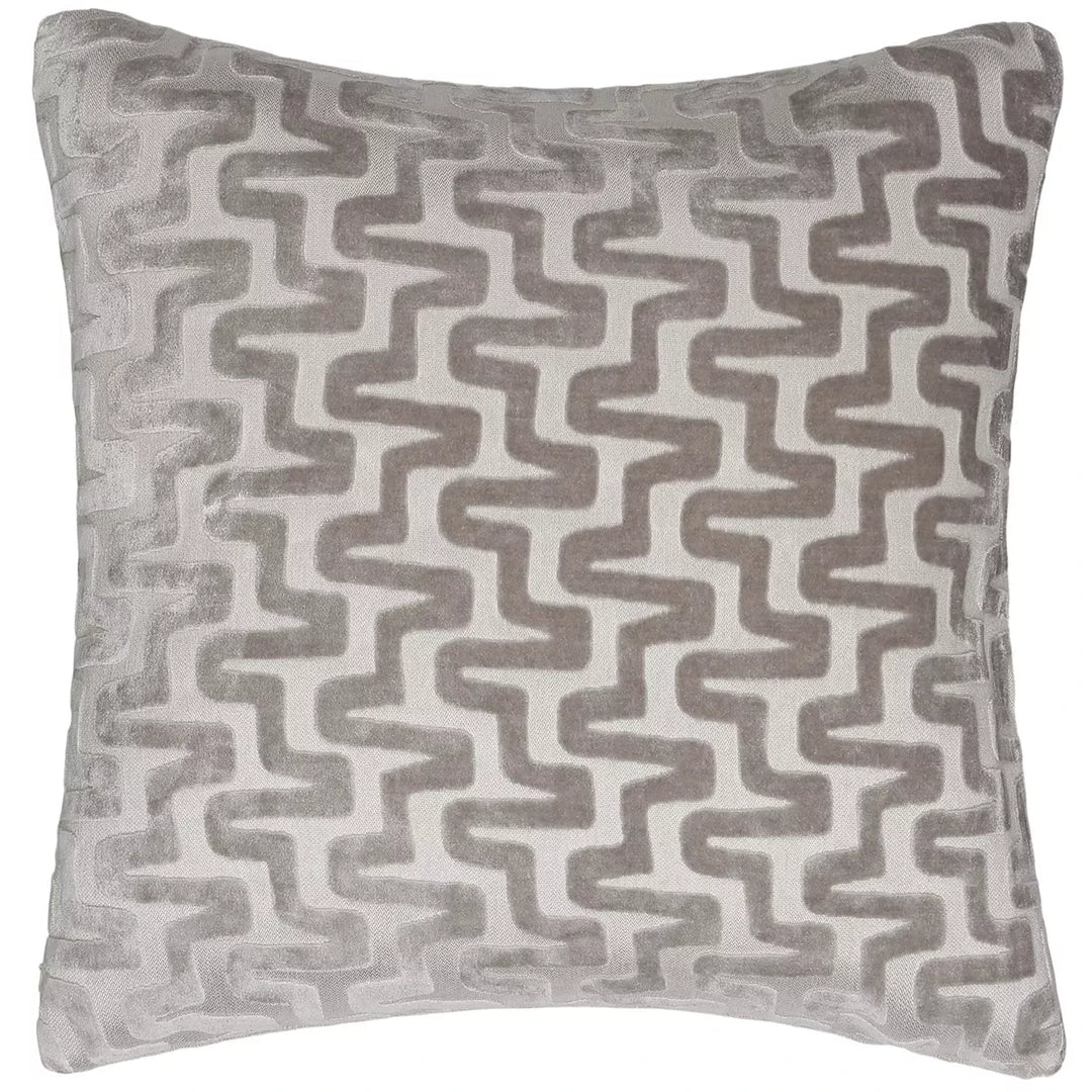 Summit Cut Velvet Staggered Line Cushion - Taupe