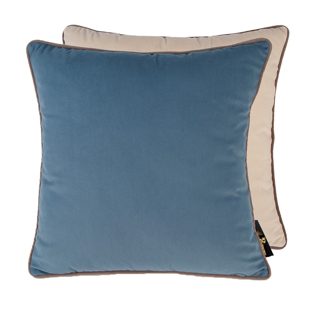 Two Faced Velvet Cushion - Blue & Champagne Malini 1
