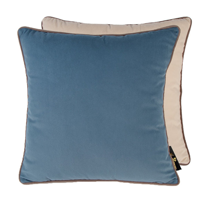 Two Faced Velvet Cushion - Blue & Champagne Malini 1