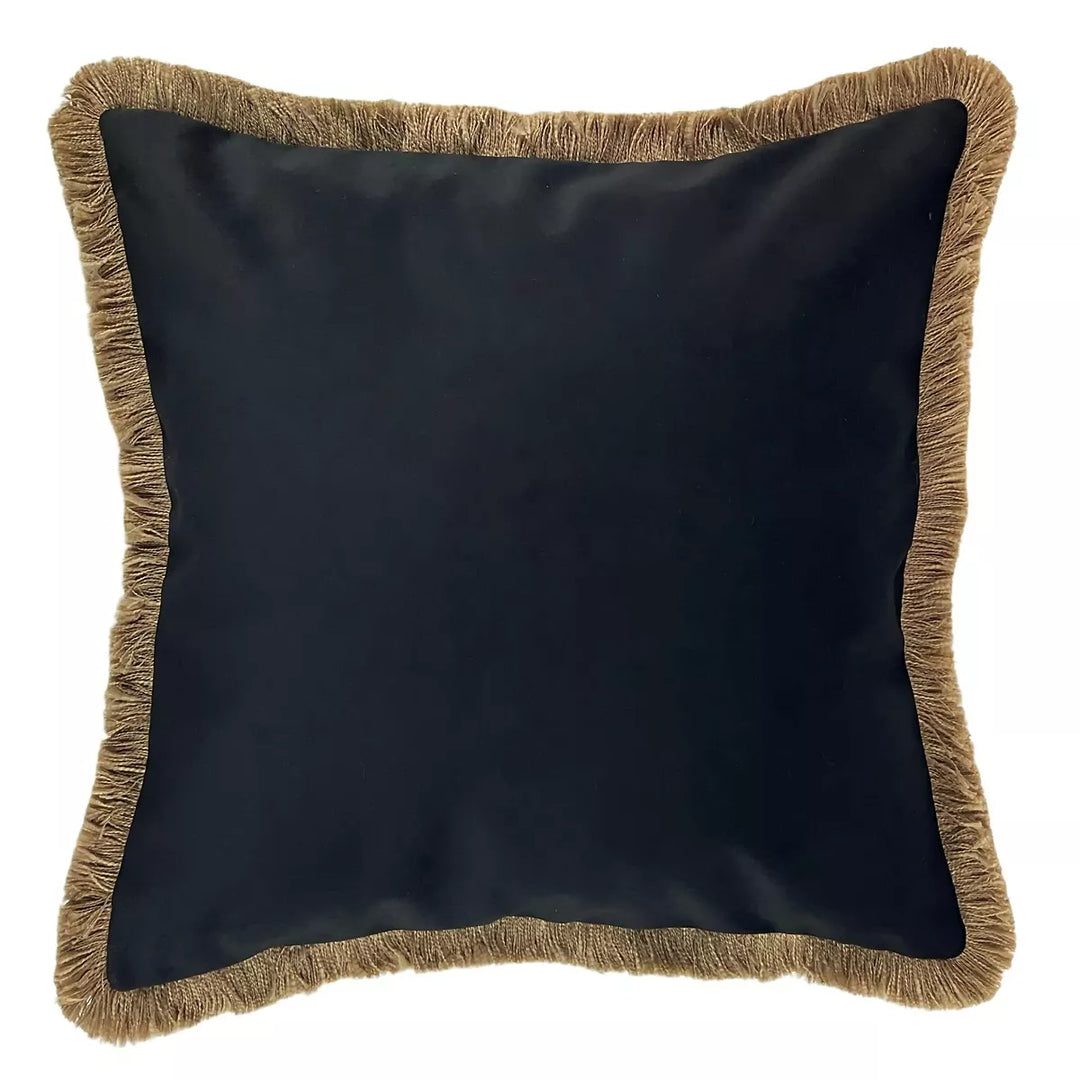Verona Double Sided Fringe Edge Cushion 55x55cm - Black