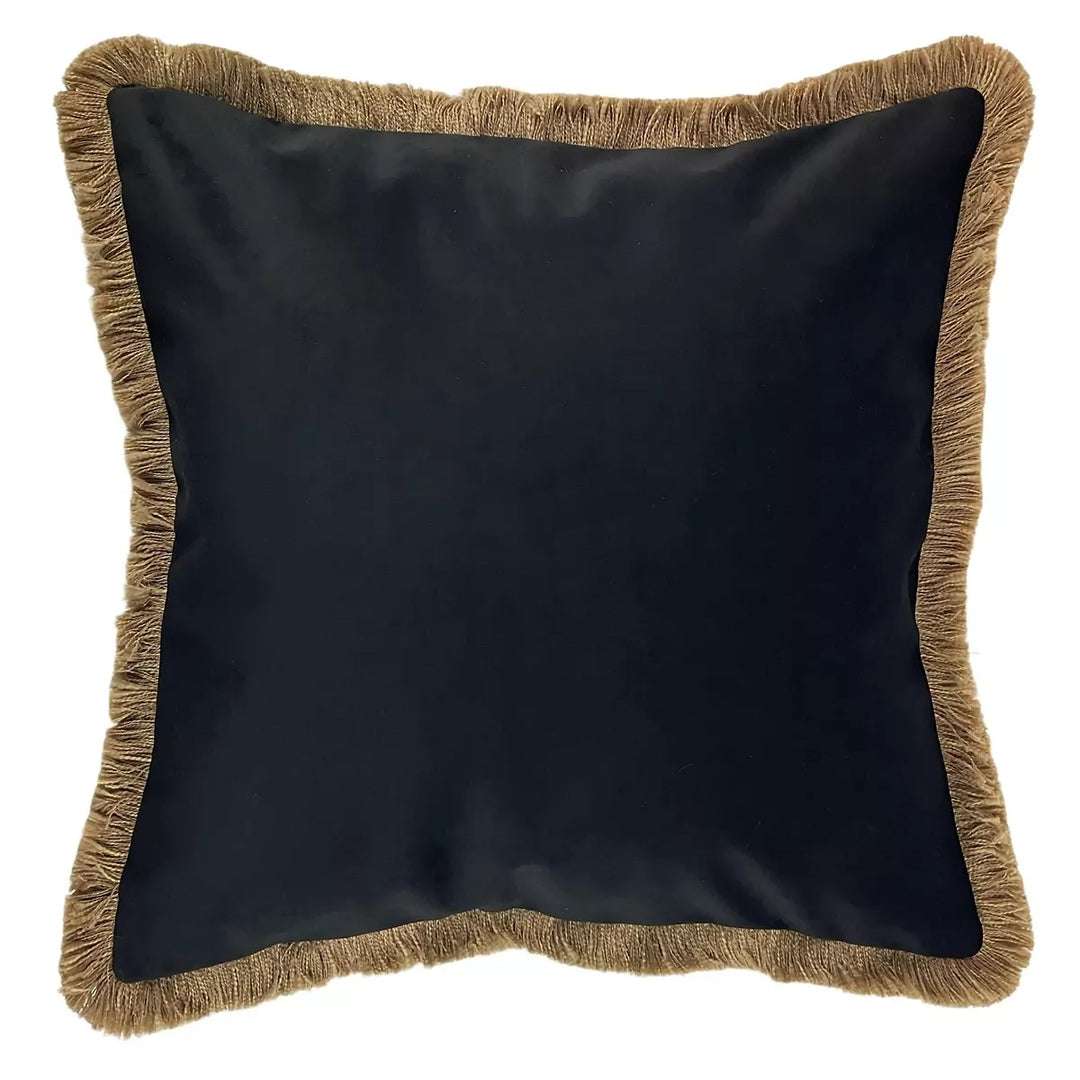 Verona Double Sided Fringe Edge Cushion 55x55cm - Black