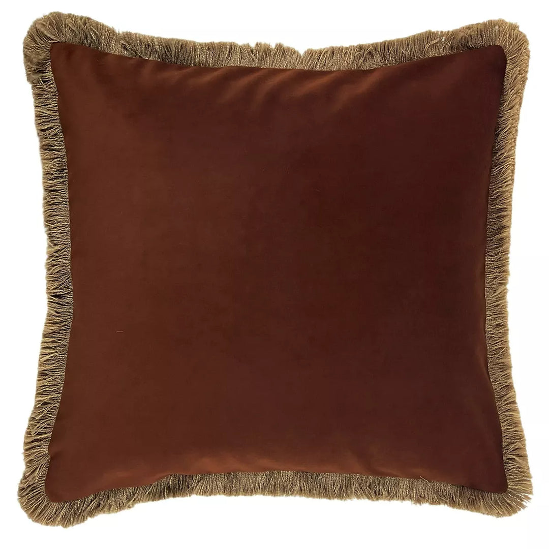 Verona Double Sided Fringe Edge Cushion 55x55cm - Brown