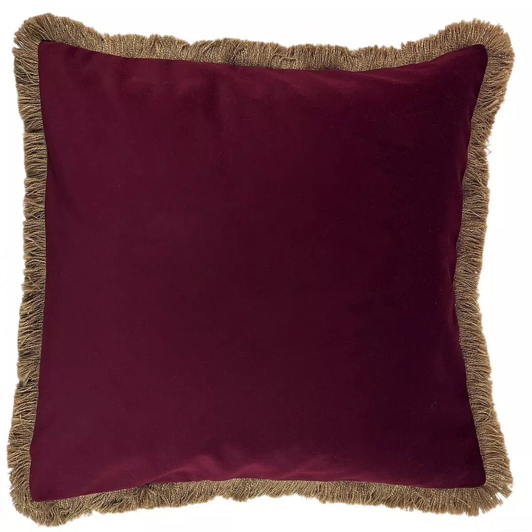 Verona Double Sided Fringe Edge Cushion 55x55cm - Claret