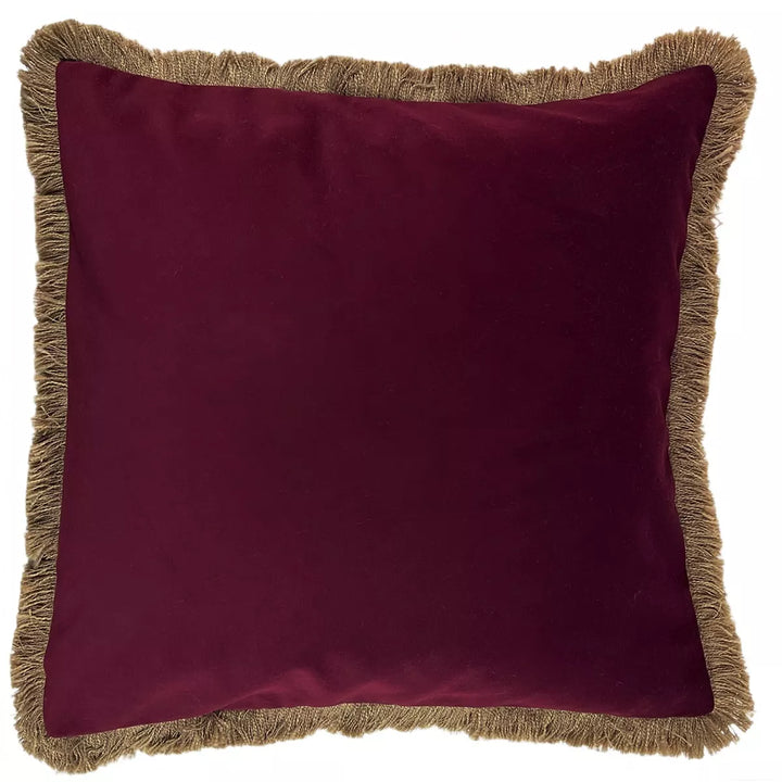 Verona Double Sided Fringe Edge Cushion 55x55cm - Claret